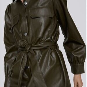 Zara Dark Green Faux Leather Jacket
